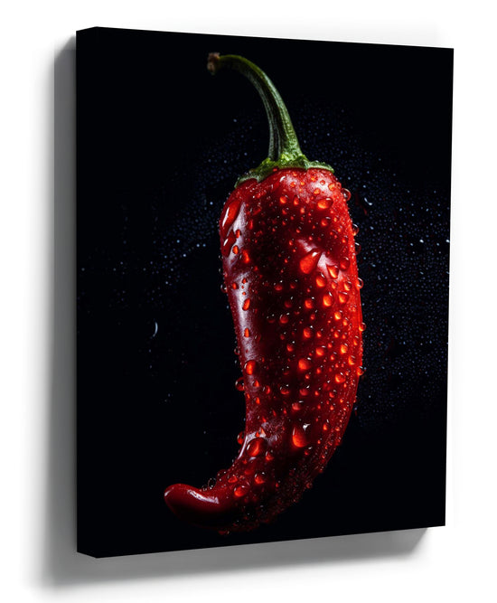 Red Chili Pepper Canvas Wall Art for Kitchen – Spicy Culinary Decor, room setting