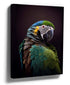 Blue and green parrot canvas wall art for a modern living room