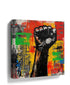 Black Power raised fist street art canvas in yellow, red and green — urban wall art