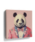Panda in a floral suit – pink-toned canvas illustration wall art