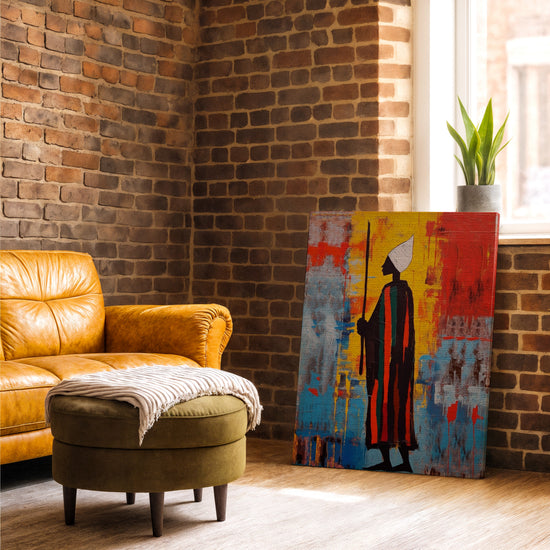 Abstract African Sufi wall art for industrial living room decor