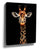 Front-facing embroidered giraffe portrait wall art on a black background
