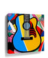 Colorful acoustic guitar pop art canvas in blue, yellow, and red — vibrant modern wall art