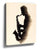 Minimalist black ink saxophonist silhouette canvas, beige background wall art