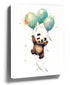 Panda with pastel balloons, Scandinavian nursery wall art for baby room