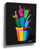 Cactus canvas wall art with a dynamic neon explosion, decorative wall art shown in a room setting
