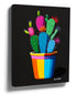 Cactus canvas wall art with a dynamic neon explosion, decorative wall art shown in a room setting