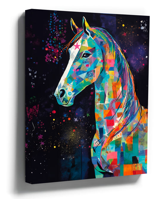 Colorful Abstract Horse Framed Wall Art for Kids' Room or Nursery