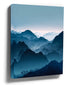 Misty blue mountain landscape wall art for minimalist bedroom decor