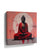 Red and Gray Buddha Canvas Wall Art – Dhyana Mudra Meditation Painting, Contemporary Home Decor