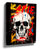 White skull graffiti street art canvas wall art in black, red and yellow