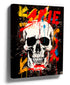 White skull graffiti street art canvas wall art in black, red and yellow
