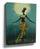 African dancer painting with open arms, sacred aura in gold and indigo, modern African canvas wall art
