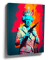 Neon pop art portrait of Queen Elizabeth wearing a crown and holding a gun – canvas wall art