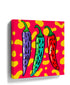 Multicolor pop art chili peppers on a pink and yellow background, canvas print wall art