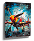Pop art fighter jet canvas wall art for industrial living room decor