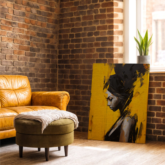 Portrait femme africaine au turban tableau pour salon industriel