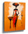 Stylized African woman silhouette wall art, contemporary orange and red painting
