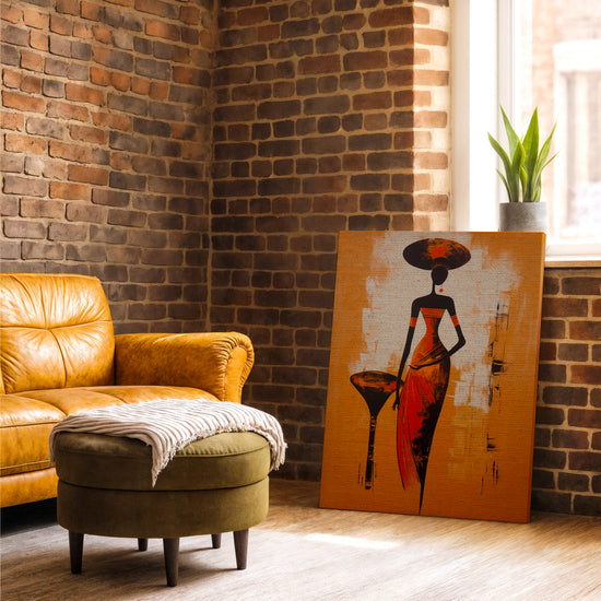 Tableau femme africaine stylisée pour salon industriel