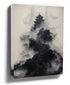 Misty mountain temple Chinese ink painting with stone staircase, black and white landscape wall art