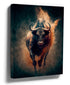 Charging bull canvas wall art with smoke effect for industrial living room decor
