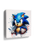 Sonic the Hedgehog blue watercolor splash canvas wall art