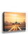 Urban sunset airplane canvas wall art with city skyline – industrial living room decor