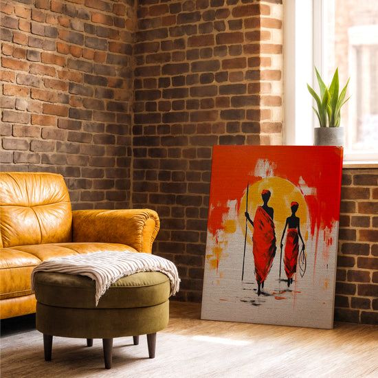 African silhouettes at sunset wall art for industrial living room decor