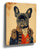 French Bulldog officer portrait on vintage canvas wall art