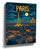 Paris at night with illuminated Eiffel Tower, blue and gold cityscape illustration wall art print