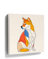 Shiba Inu line art canvas in orange, blue, red, and yellow