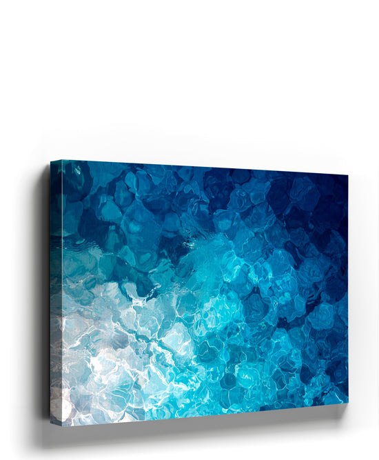 Blue water reflections canvas wall art for minimalist living room decor