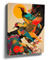 Colorful Japanese bird wall art for a minimalist living room