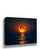 Realistic full moon over ocean canvas wall art in warm orange tones