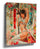 Canvas wall art of a Japanese female warrior with a katana and floral tattoos for living room decor