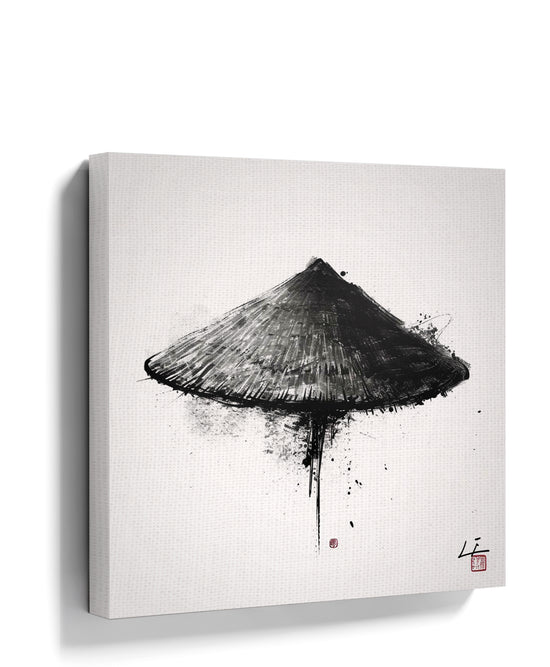 Japanese conical hat wall art for minimalist living room decor