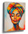 Vibrant contemporary canvas portrait of a woman in a colorful turban — modern wall art