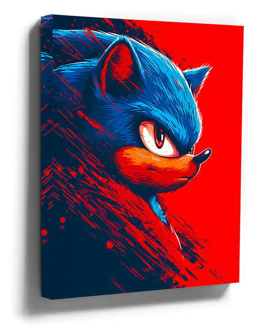 Sonic the Hedgehog wall art for kids bedroom, blue gamer room decor