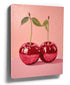 Shiny red cherry canvas wall art for modern kitchen decor