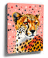 Modern chic cheetah wall art canvas with urban dot pattern in a styled interior