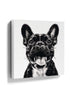 Black and white bulldog wall art for minimalist living room decor