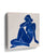 Minimalist blue silhouette of a seated nude woman — abstract canvas wall art