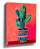 Boho cactus wall art – flowering cactus in a Mexican Talavera pot, perfect for living room decor
