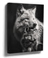 Mother wolf and cub wall art print showcasing the maternal bond, decorative wall art in a room setting
