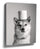 Black and white Shiba Inu dog portrait canvas with toilet paper roll hat, bathroom wall art