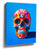 Vibrant pop art sugar skull canvas, colorful calavera wall art