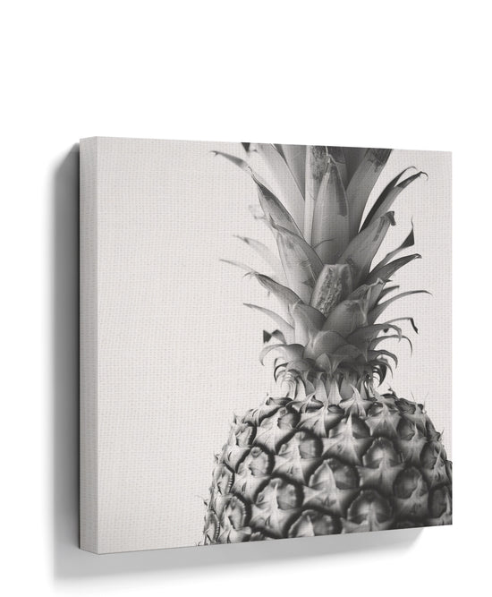 Black and white tropical pineapple canvas wall art for minimalist kitchen decor