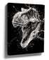 Black-and-white roaring T-Rex dinosaur canvas wall art for a minimalist kids room