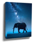 Elephant silhouette under the Milky Way in a midnight-blue night sky - canvas wall art print