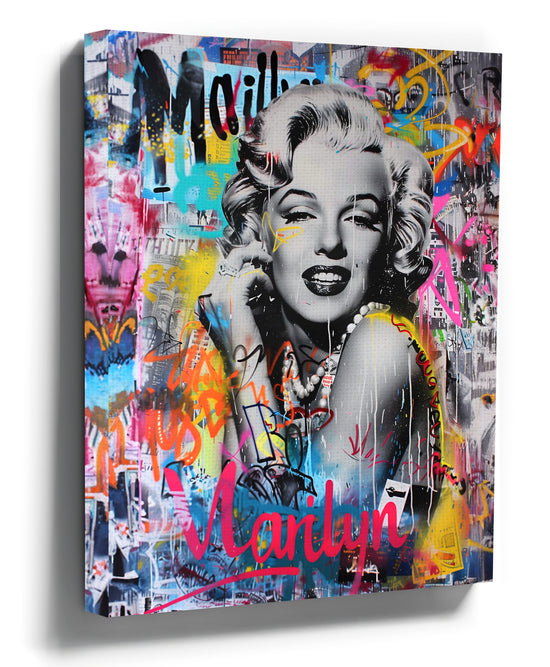 Vintage female portrait canvas, multicolor street art graffiti wall art